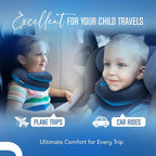 BCOZZY Kids Travel Neck Pillow (3-7 Y/O)- Patented Soft Toddler Pillow for Head & Chin Support in Car Seat, Airplane, and Road Trip Sleeping. Adjustable Size. Washable. Carry Bag. Small, Light Blue