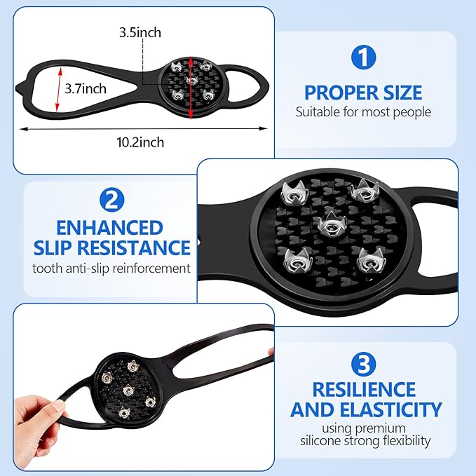 Syhood 2 Pairs Non Slip Gripper Spikes Ice Cleats Snow Traction Cleats Crampons for Women Men Walking Running on Snow Ice