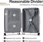 Hanke Luggage Sets 3 piece Carry On Luggage with Wheels PC Hard Shell Suitcases Lightweight Checked Tsa Luggage Extra Large Travel Suitcase Woman Men 20/24/29 Inch(Ivory White)