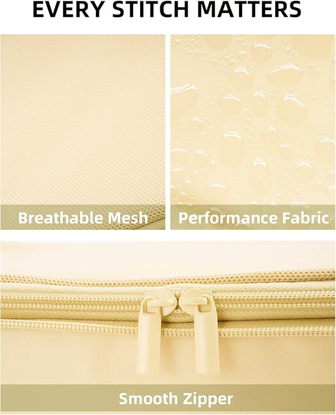 6 Set Compression Packing Cubes for Travel, Large Medium Small Luggage Organizers (Bright Yellow)