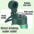 Water Bottle 32oz, clear water bottle with Spout Lid and Carry Handle, Reusable, Tritan, BPA Free, Hiking Water Bottle Suitable for Travel, Outdoors, Gym, Travel, Home, School (Dark green)