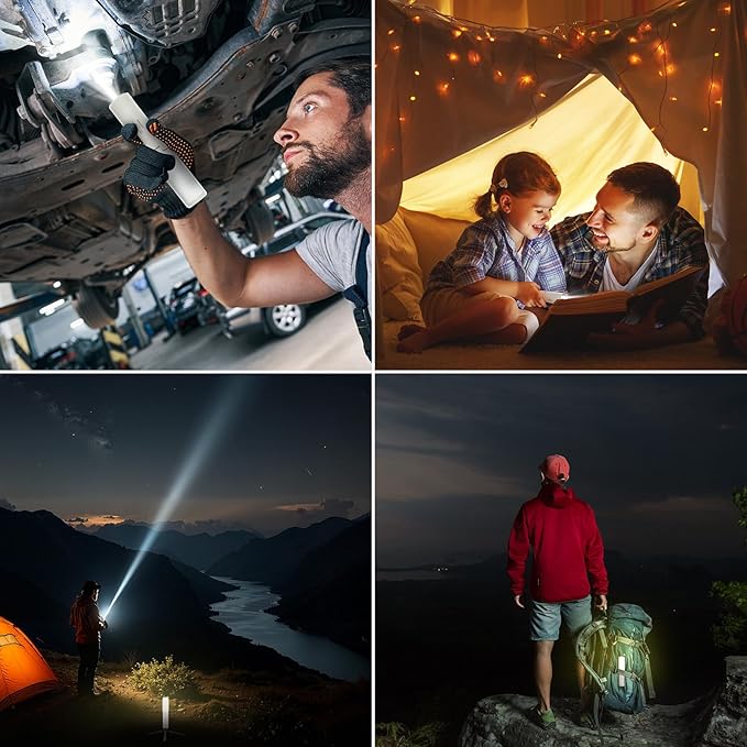 Folding LED Camping Lantern Flashlight, Allspark USB Rechargeable Collapsible Waterproof Tent Lights,Magnetic Hanging Light for Hurricanes Emergency Power Outages,with Retractable Triangular Bracket