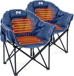 LILYPELLE Oversized Heated Camping Chair, Patio Lounge Chairs with 3 Heat Levels, Portable Folding Heated Chair Round Moon Saucer Folding Lawn Chair Outdoor Chair for Camping, Lounge Patio