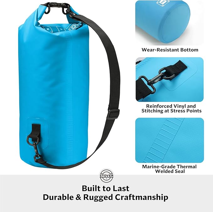 STOVER 5/10/25/30/40/55L Waterproof Backpack- Floating Dry Bag for Kayaking, Travel, Beach, Hiking, & Camping, Men/Women