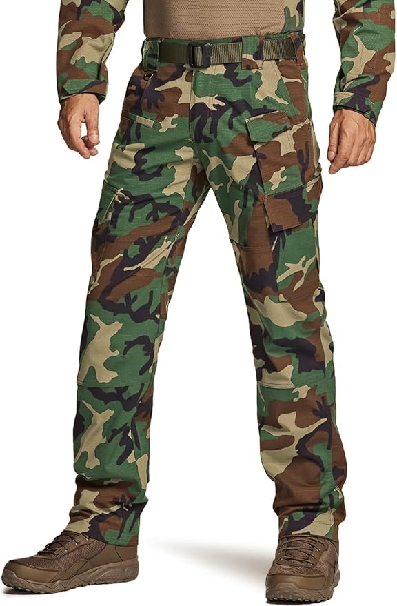 CQR Men's Flex Ripstop Tactical Pants, Water Resistant Stretch Cargo Pants, Lightweight EDC Hiking Work Pants