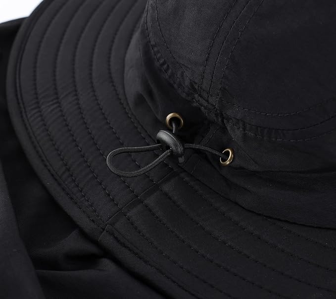 Home Prefer UPF 50+ Mens Wide Brim Fishing Hat with Neck Flap Sun Hat for Men Women Sun Protection Cap