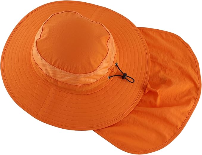 Home Prefer Outdoor UPF50+ Mesh Sun Hat Wide Brim Fishing Hat with Neck Flap Sun Hat for Men Women