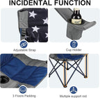 Colorsoul 2 Pack Folding Camping Chairs, Outdoor Lawn Chair Set of 2, Padded Camping Chairs w/Cup Holder & Carry Bag for Sports Garden Beach Terrace, American Flag