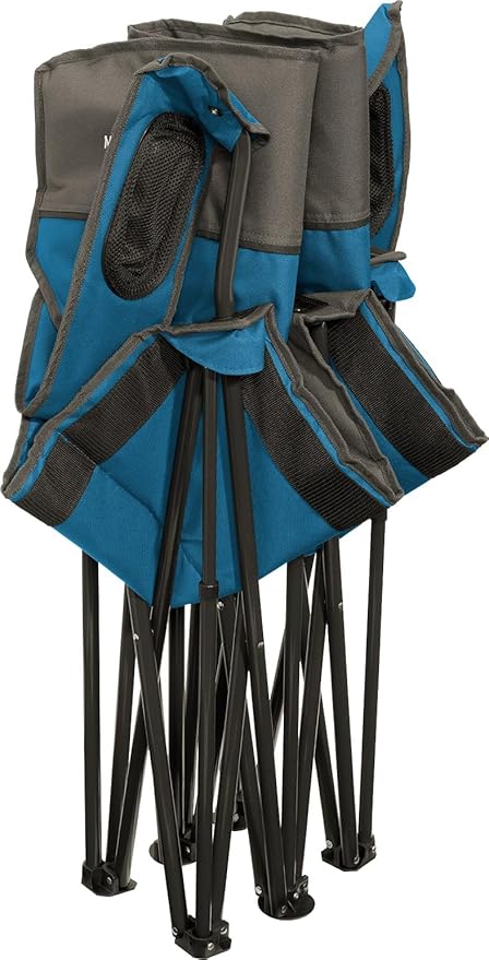 Quilted Standard Loveseat Camping Chair for 2 with Padded Seat and Back for Camping/Hiking/Backpacking Made by Caddis Sports (Standard Loveseat (Blue))