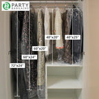 PARTY BARGAINS 60 x 24 Inch Disposable Clear Garment Bags, 100 Pack – Heavy-Duty Plastic Clothes Covers for Suits Dresses Coats, Closet & Travel