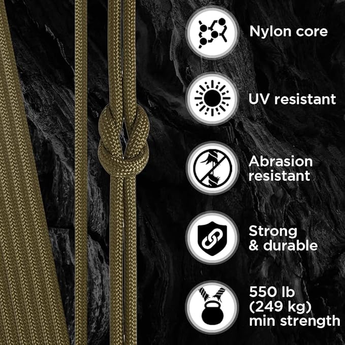 TECEUM 5/32" Paracord Rope 1000 – 1000ft / 200ft / 100ft / 50ft – Tactical Parachute Cord 4mm – 45+ Colors – Nylon String for Survival & Camping Gear – Stripe Cord for Survival – Utility Rope