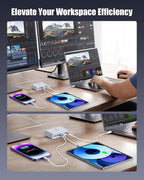 USB C Charger Block 440W Charging Station Hub,8 Port GaN III Fast Charging Brick with 5ft Extension Cord,PD QC PPS 100W Laptop Power Adapter for MacBook Pro/Air,iPhone 16/15,Samsung Galaxy,Dell etc