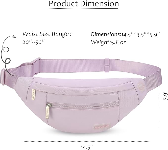 MAXTOP Large Crossbody Fanny Pack with 4-Zipper Pockets,Gifts for Enjoy Sports Festival Workout Traveling Running Casual Hands-Free Wallets Waist Pack Phone Bag Carrying All Phones