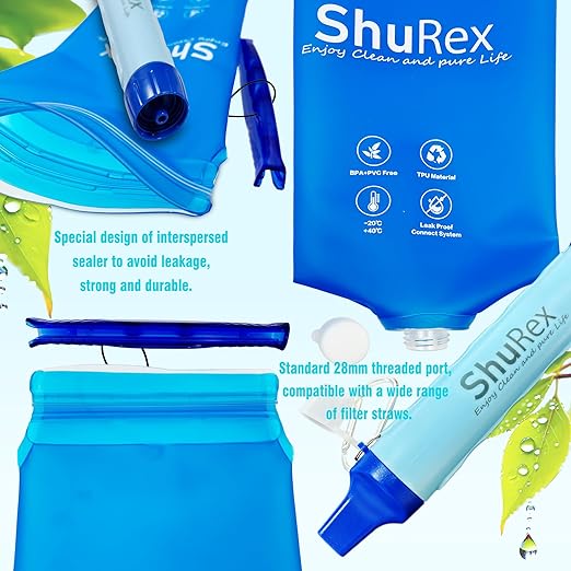 Gravity Fed Water Filtration System with Adjustable Tree Strap, Gravity Bag with Filter Straw, Water Purifier Survival for Travel, Backpacking, and Emergency Preparedness (3L)