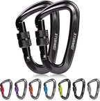 STURME Carabiner Clip 12KN Aluminium Wiregate Lightweight Heavy Duty Large Strong Durable D-Ring Hooks Spring Snap Link Keychain Clips Set for Hammock Improved Design 2022