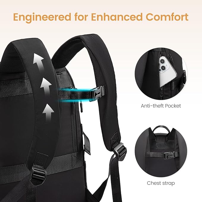 LOVEVOOK Mens Backpack with Giant Tumbler Holder Pocket,17 Inch Everyday Laptop Backpack Commuter Travel Work Computer Bag for Women,Waterproof Hiking College Teacher Back Pack Casual Daypack,Black