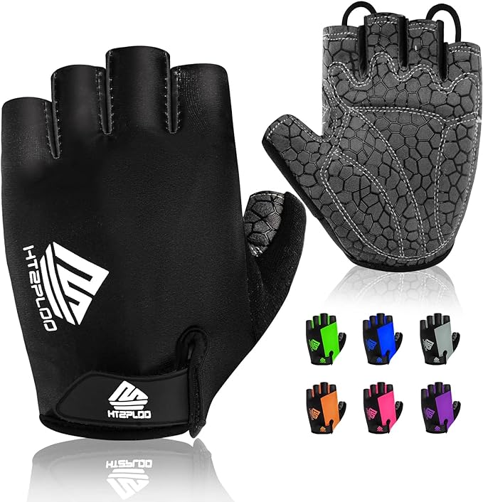 Bike Gloves for Men Women with Anti-Slip Shock-Absorbing Pad, Light Weight Half-Finger Cycling Gloves