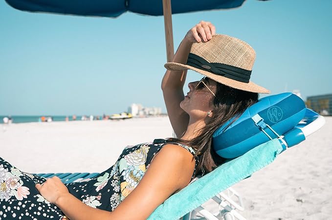 Ballast Cool Combo Beach Pillow - One Inflatable Pillow + One Cooling Pack Bundled Together, The Best Way to Chill at The Beach, Pool, Or Camping (Ocean Blue)