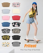 Pritent Fanny Packs for Women Cross Body Bag Waterproof Belt Bag with Adjustable Strap and Zipper Back Pocket Small Crossbody Bags Fashion Waist Packs for Workout Travelling(Sunflower)