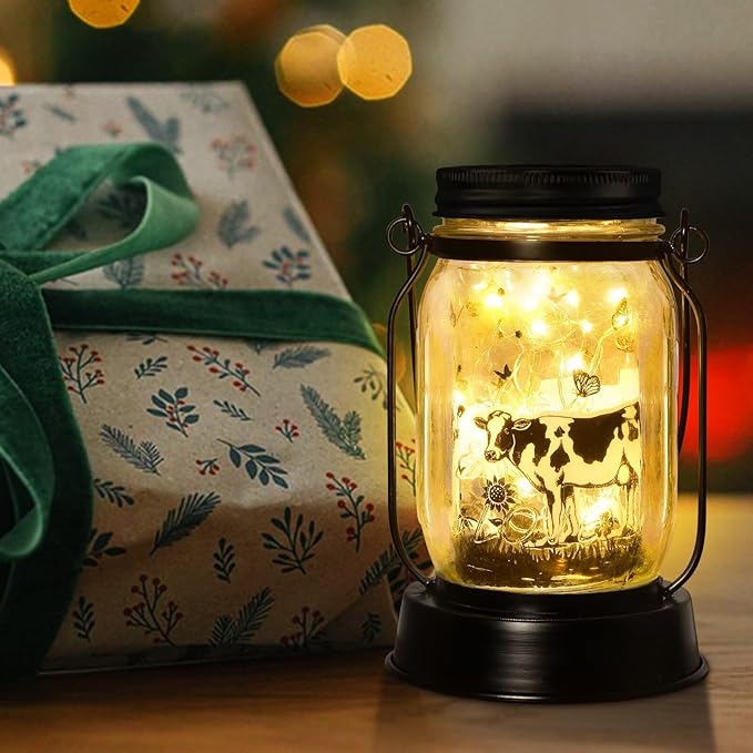 kyoryuger Cow Gifts for Women/Men Cow Lovers Solar Lantern Mom Birthday, Mothers Day, Solar Garden Decoration Outside for Yard, Patio,Backyard,Porch, Torches