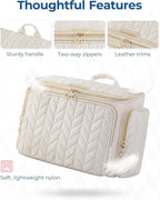 BAGSMART Travel Toiletry Bag, Large Wide-open Travel Bag for Toiletries, Makeup Cosmetic Travel Bag with Handle-Camel