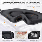 Sleep Mask, Premium Eye Mask for Sleeping, Total Blackout, Super Soft Comfort, Adjustable Fit, Upgraded 3D Ergonomic Designed Sleeping Mask for Home, Office, Travel, Meditation, Yoga, Black