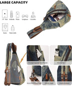 KL928 Canvas Sling Bag - Small Crossbody Backpack Shoulder Casual Daypack Rucksack for Men Women(Large Version)
