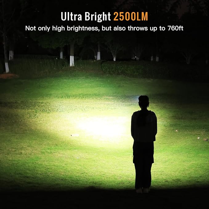 Sofirn HS22 Rechargeable Headlamp 2500 Lumen, 2700K-6500K Color Temperature Control, LED High Brightness Head Lamp with Floodlight Spotlight, Waterproof Headlight for Camping, Running, Outdoor Use