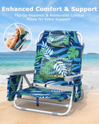 ZENPETIO Beach Chair, Camping Chair for Adults, Reclining Backpack Chair for Pool, Beach, Camping, Outdoors