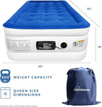 SoundAsleep Products Dream Series Luxury Air Mattress, ComfortCoil Technology, Built-in High Capacity Pump for Home, Camping- Double Height, Adjustable, Inflatable Blow Up, Portable (Twin Size)