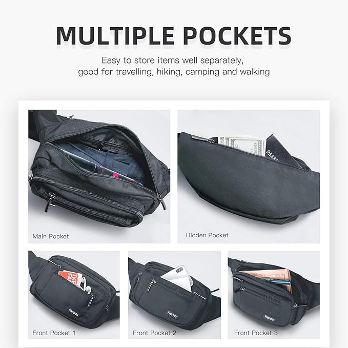 FREETOO Waist Pack Bag Fanny Pack for Men&Women Hip Bum Bag with Adjustable Strap for Outdoors Workout Traveling Casual Running Hiking Cycling