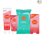 Lume Skin Care Gift Set for Women, Whole Body Deodorant Starter Pack - Smooth Solid Stick, Invisible Cream Tube, Acidified Body Wash Mini & Deodorant Wipes - Aluminum Free Odor Control (Peony Rose)