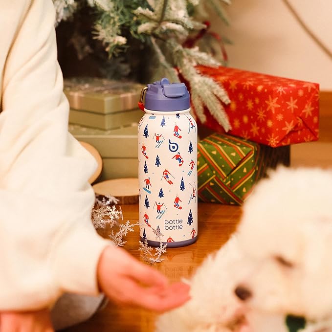 BOTTLE BOTTLE 32oz Insulated Water Bottle Stainless Steel Sport Water Bottle with Straw Dual-use Lid Design for Gym with Pill Box