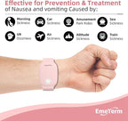 EmeTerm Fashion FDA-Cleared Relieve Nausea Electrode Stimulator Morning Sickness Motion Travel Sickness Vomit Relief Rechargeable No Gel Drug Free Wrist Bands Without Side Effects