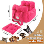 Dog Car Seat for Small Dogs, Portable Puppy Car Seat of Easy Installation, Fashionable Pet Carrier Bag with Large Pockets, Machine Washable Dog Booster Seat (Rose Red)