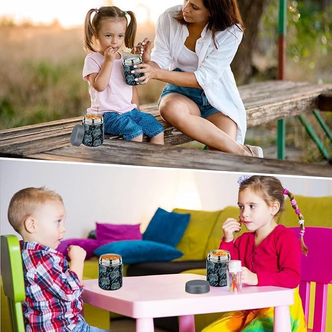 12oz 2 Pack Insulated Food Jar Set for Kids Soup Thermo Hot Food Lunch Container Wide Mouth Leak Proof Stainless Steel Vacuum Bento Box for School Office Travel Outdoors
