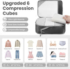 8 Set/6 Set/4 Set Compression Packing Cubes for Travel, Lightweight Vacation Travel Essentials, Travel Accessories for Suitcase Organizer Bags Set, Durable Luggage Organizer