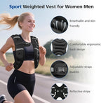 Weighted Vest for Woman Men,6lb/8lb/12lb/16lb/20Lb/25lb Weight Vest with Reflective Stripe Adjustable Buckle Strap Back Pocket Workout Strength Training Walking Jogging Running