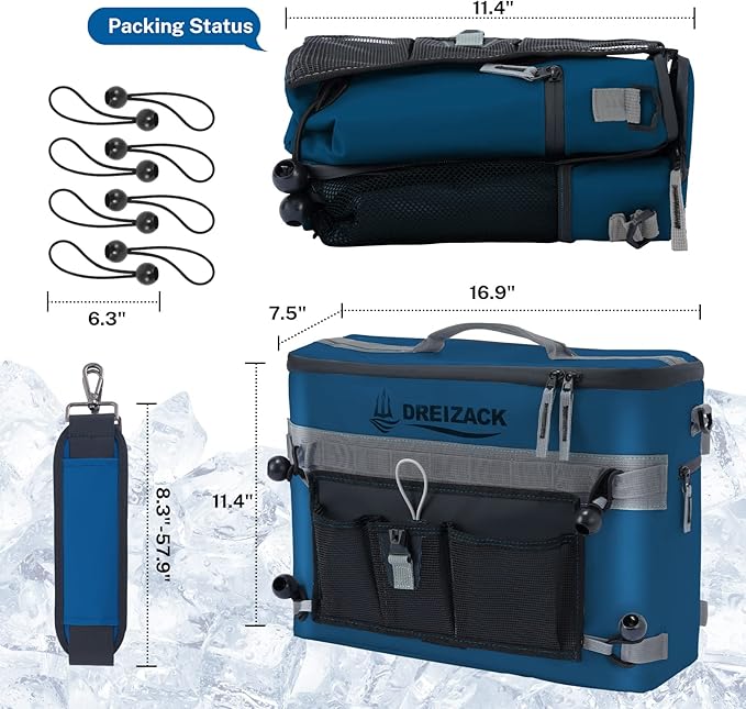 Dreizack Kayak Cooler Behind Seat, Waterproof Cooler for Kayaking,Paddle Board Cooler Compatible with Lawn-Chair Seat Kayak Accessories Cooler Bag Kayak Cooler Tow Behind for Camping Fishing