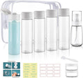 Travel Bottles for Toiletries 9 PCS 3.4oz TSA Approved Travel Size Containers Leak Proof Plastic Squeeze Bottle Small Cream Jars & Refillable Spray Bottle for Shampoo Conditioner Toner(Clear)