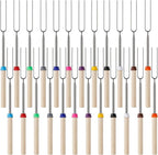 24 PCS Marshmallow Roasting Sticks, Telescoping Smores Sticks for Open Fire Pit, 32 Inch Long Marshmallow Toasting Barbecue Forks Smores Skewers for Campfire Camping Hotdog Hot Dog Bonfire Grill