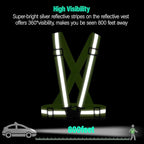 Reflective Vest Running Gear, 2Pack High Visible Safety VES for Cycling Jogging Running Walking, Adjustable for Men Women Kids