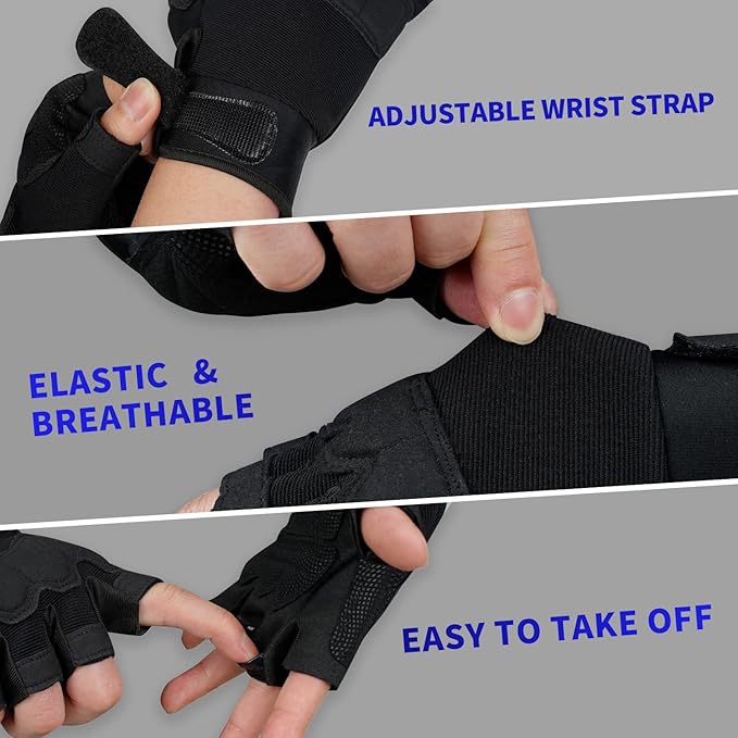 FIORETTO Fingerless Gloves for Airsoft Shooting Half Finger Hunting Hiking Cycling Driving Motorcycle Climbing Work Gloves M210603