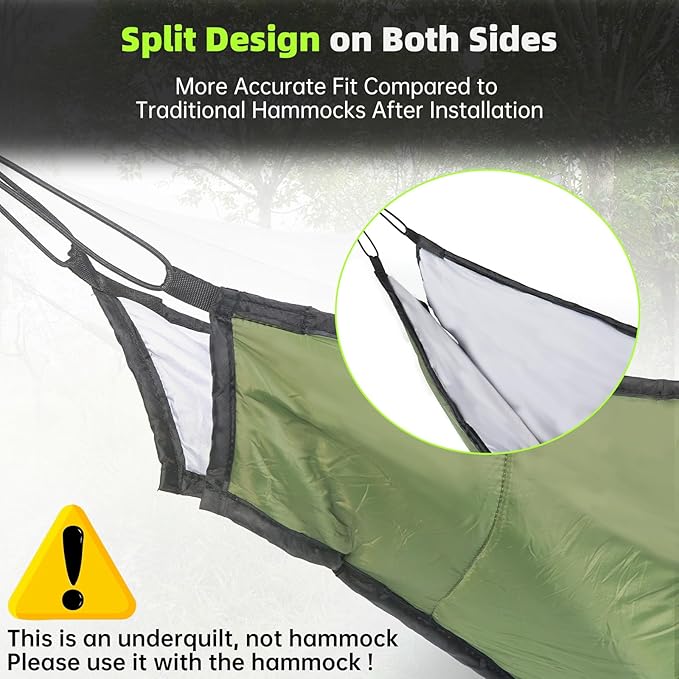 Hammock Underquilt for Camping Hammock, Full Length Camping Quilt for Lightweight Soft Warm 3-4 Seasons 41-68°F, Great for Hiking Backpacking Traveling Beach (Hold Up to 500lbs)