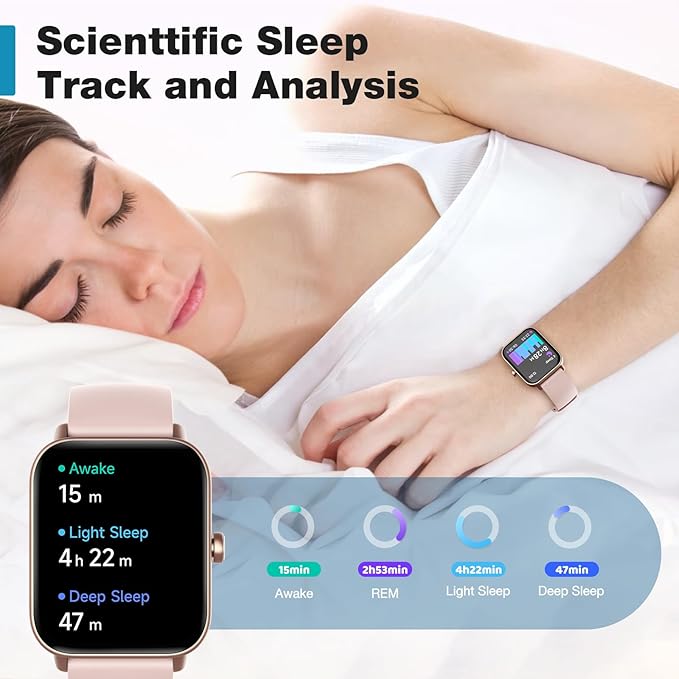 Fitpolo Smart Watch for Women,1.8” Touchscreen, Bluetooth Call, Alexa Built-in,24/7 Heart Rate SpO2 Monitor,Step Counting,Sleep Tracking, IP68 Waterproof Fitness Tracker Watch for Android iPhone