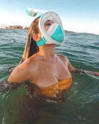 QingSong Full Face Snorkel Mask for Adults, Snorkeling Gear with Camera Mount, 180 Degree Panoramic View Snorkel Set Anti-Fog Anti-Leak