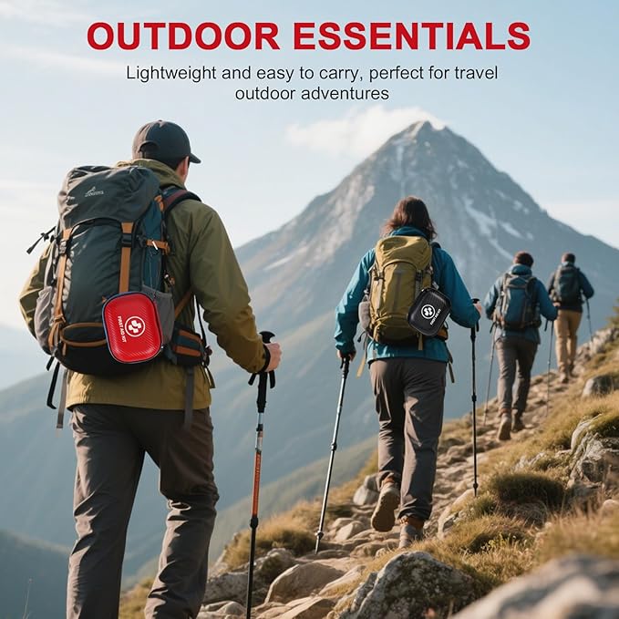 Small First Aid Kit - 185 Pieces Waterproof Emergency Kit for Home, Car, Travel, Camping, Hiking & Outdoor - Portable Hard Case Survival Kit with Premium Supplies(Black/White)