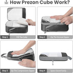 8 Set/6 Set/4 Set Compression Packing Cubes for Travel, Lightweight Vacation Travel Essentials, Travel Accessories for Suitcase Organizer Bags Set, Durable Luggage Organizer