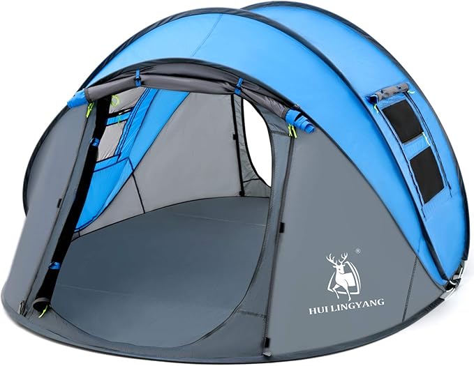 4 Person Easy Pop Up Tent,9.5’X6.6’X52'',Waterproof, Automatic Setup,2 Doors-Instant Family Tents for Camping, Hiking & Traveling