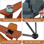 TIMBER RIDGE Oversized Folding Camping Chair for Adults, Support 550 LBS Heavy Duty with Cup Holder Side Pocket for Camp, Lawn, Picnic, Oange, 2 Pack